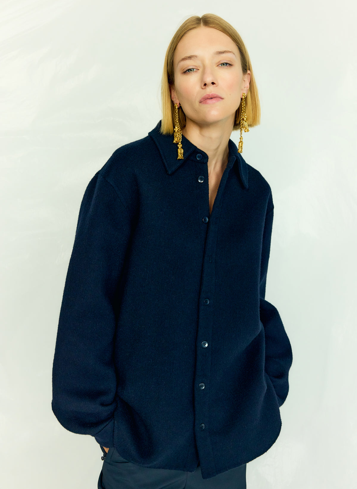 Luxe Double Faced Wool Angora Easy Shirt | Tibi Trending