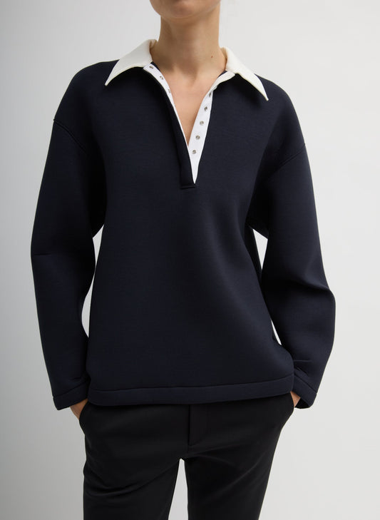 Bonded Viscose Sculpted Polo | Tibi Signature