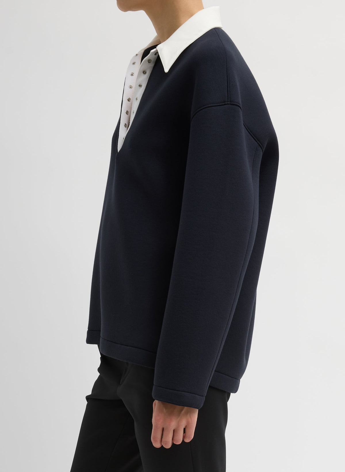 Bonded Viscose Sculpted Polo | Tibi Signature