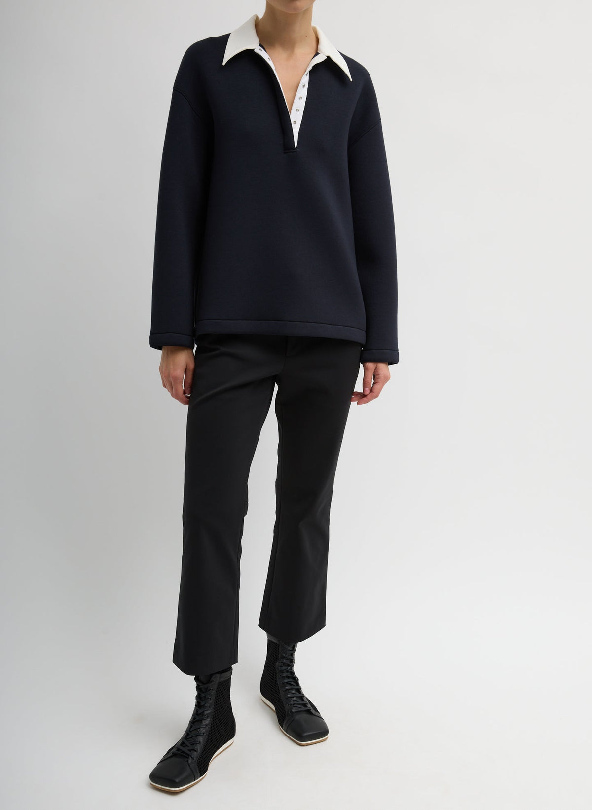 Bonded Viscose Sculpted Polo | Tibi Signature