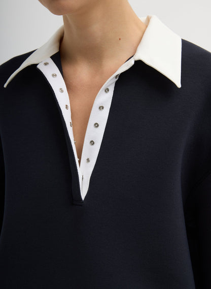 Bonded Viscose Sculpted Polo | Tibi Signature