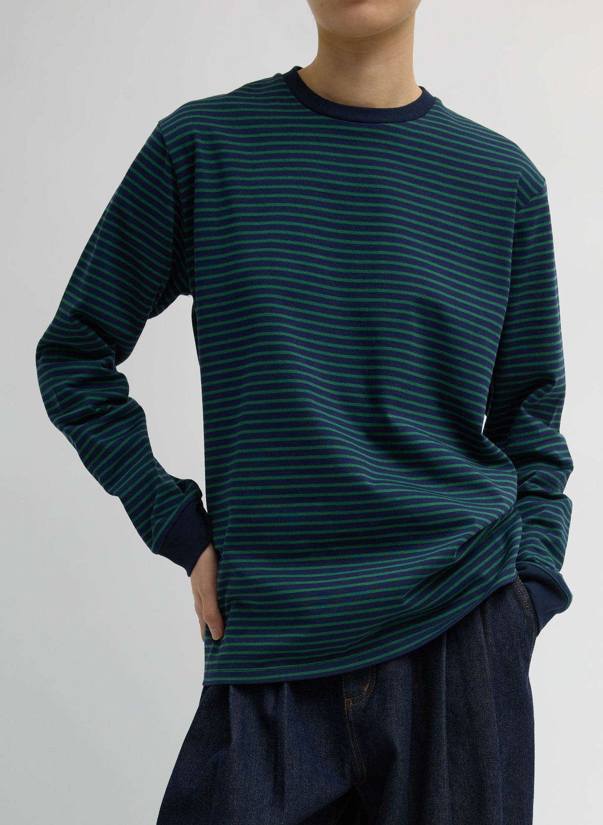 Striped Perfect Unisex Long Sleeve T-Shirt | Tibi Everyday