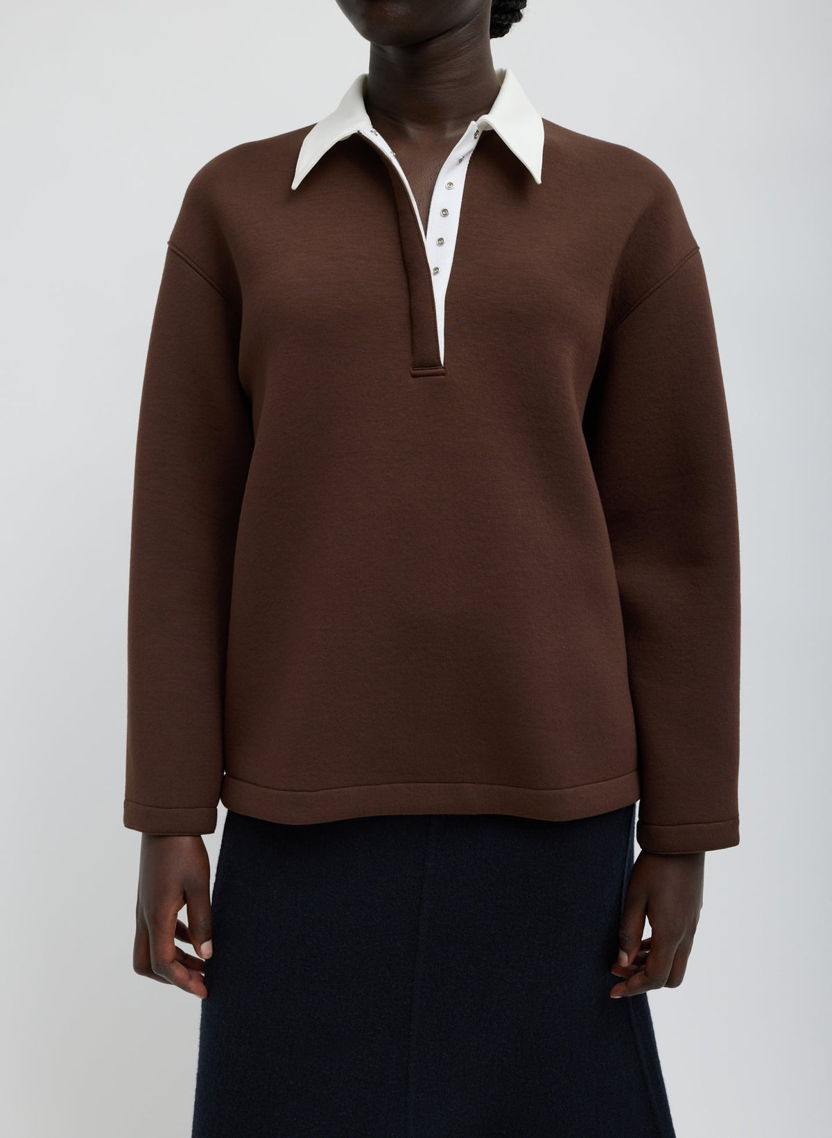 Bonded Viscose Sculpted Polo | Tibi Essential