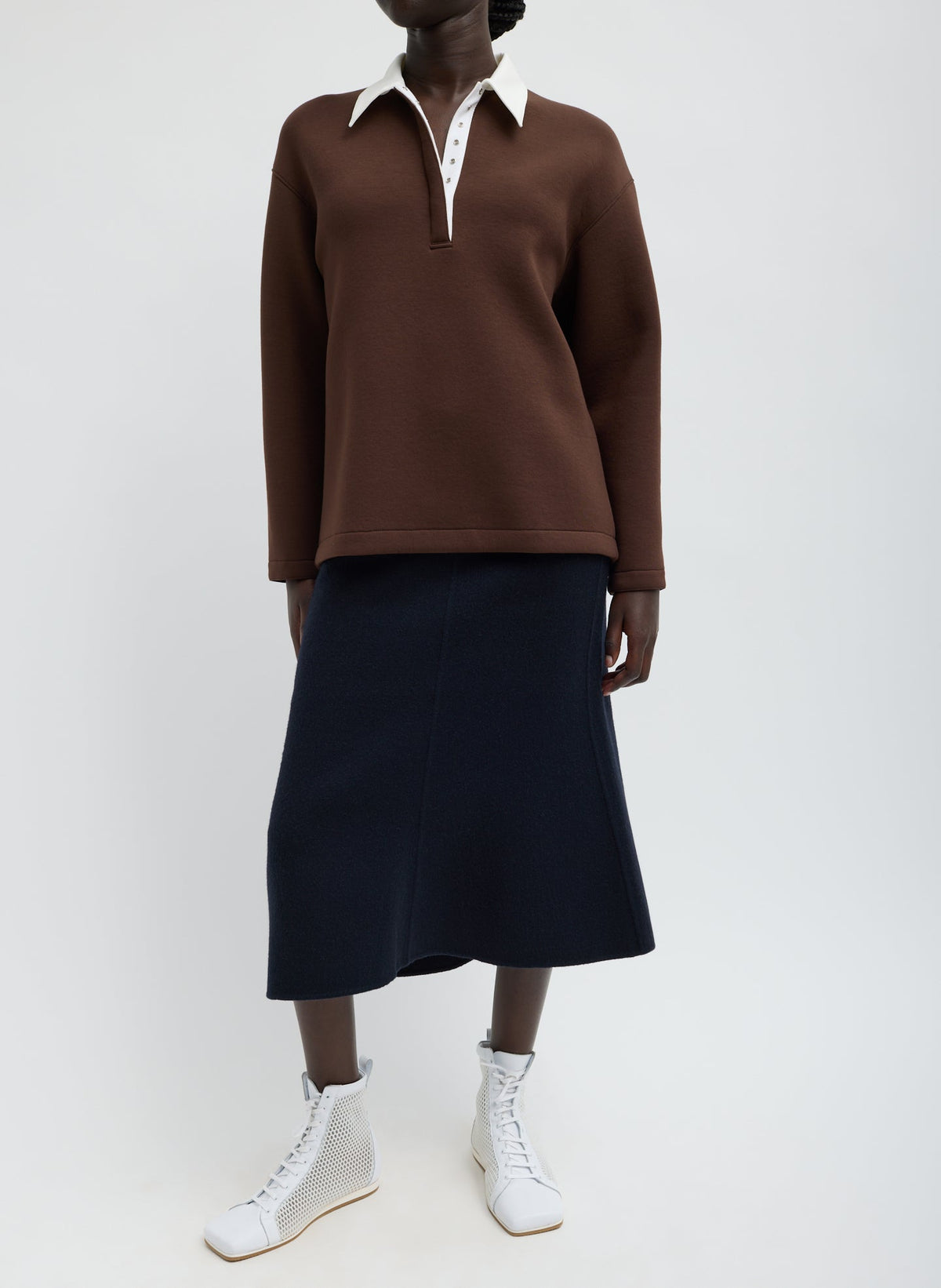 Bonded Viscose Sculpted Polo | Tibi Essential