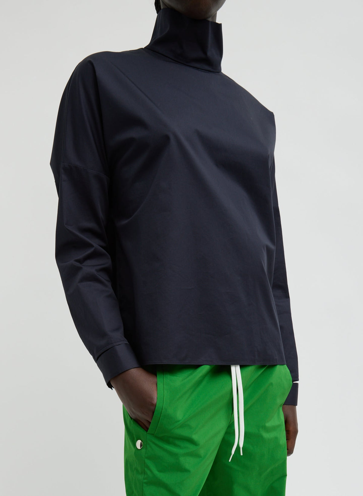 Eco Poplin Funnel Neck Dolman Top | Tibi Latest
