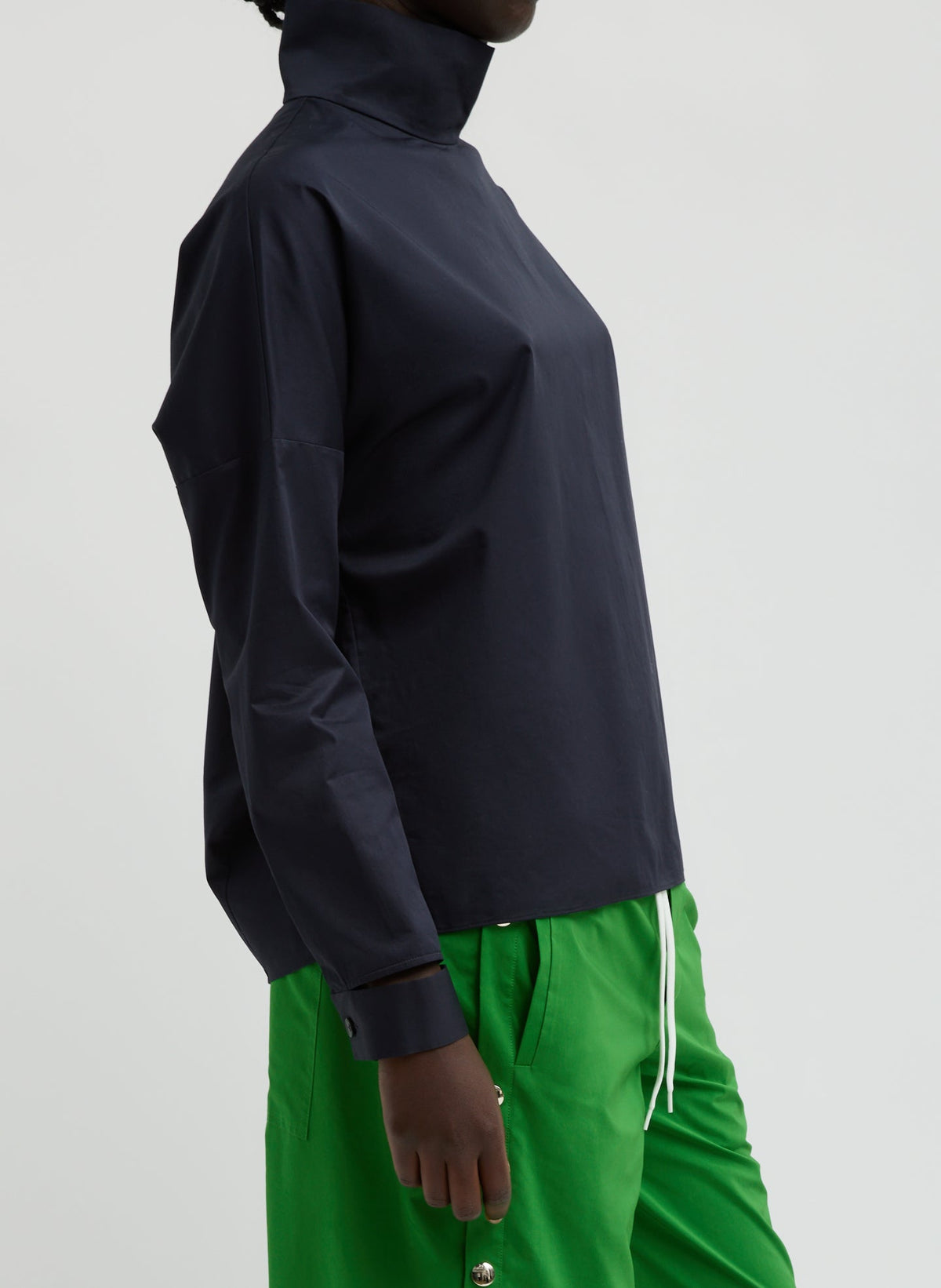 Eco Poplin Funnel Neck Dolman Top | Tibi Latest
