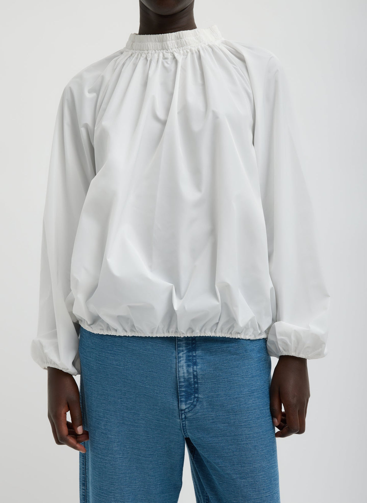 Italian Sporty Nylon Shirred Anorak Top | Tibi Quality