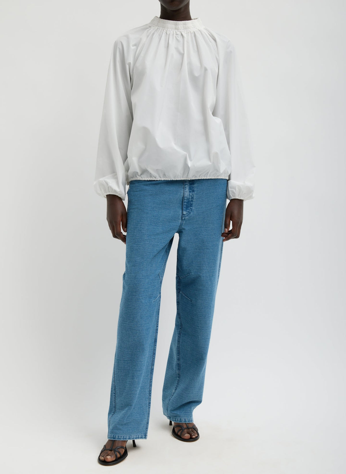 Italian Sporty Nylon Shirred Anorak Top | Tibi Quality