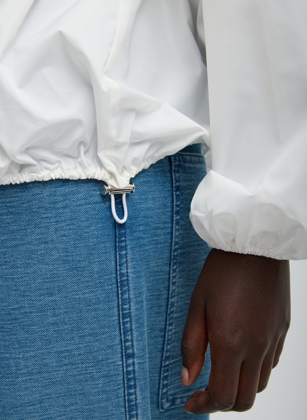 Italian Sporty Nylon Shirred Anorak Top | Tibi Quality
