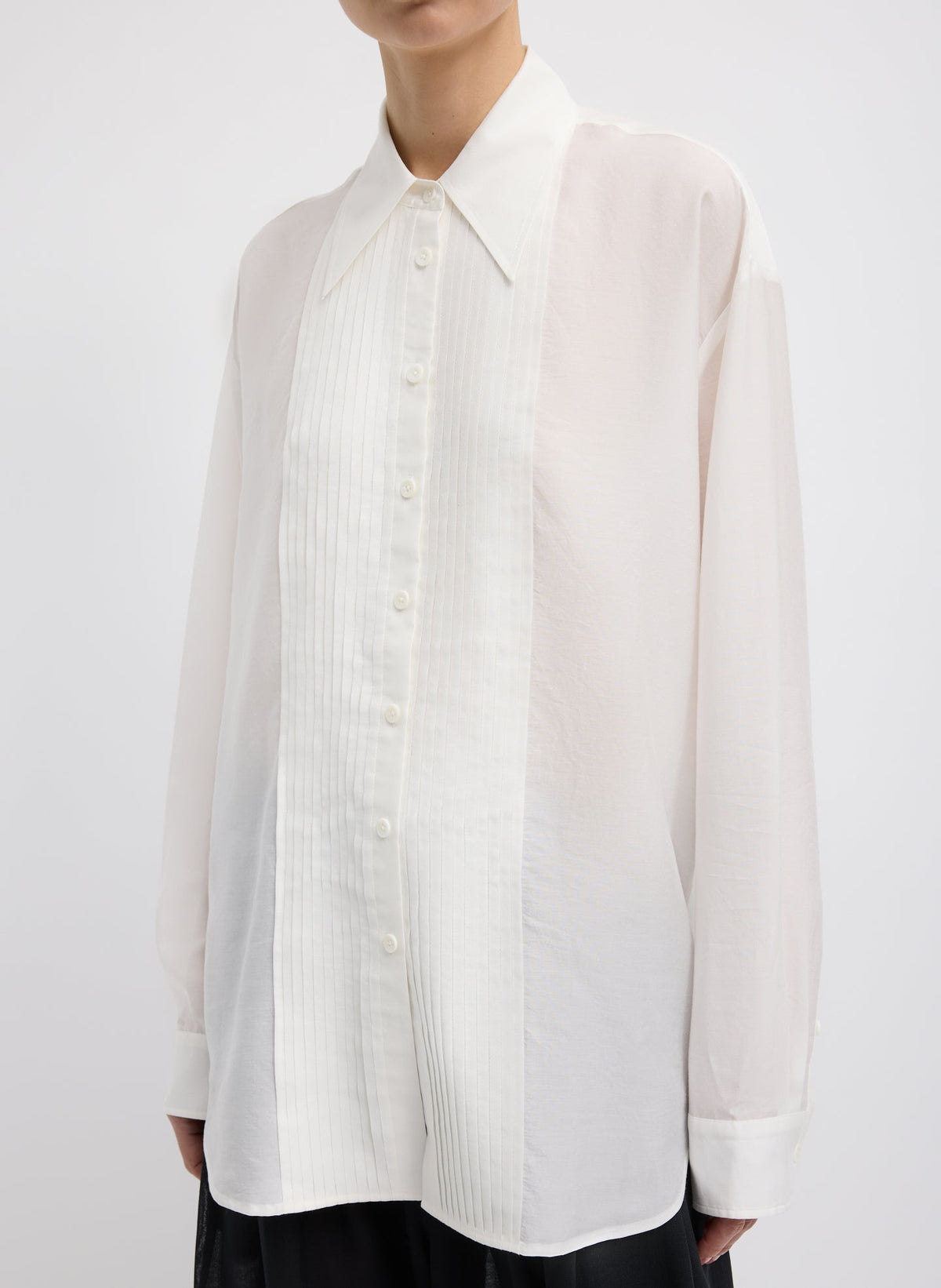 Silk Voile Easy Pintucked Shirt | Tibi Popular