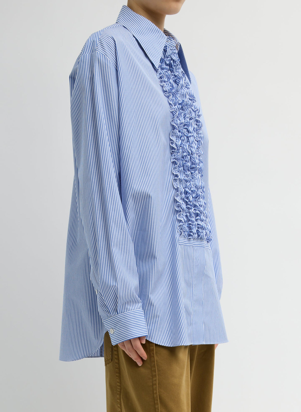 Striped Shirting Easy Tuxedo Shirt | Tibi Featured