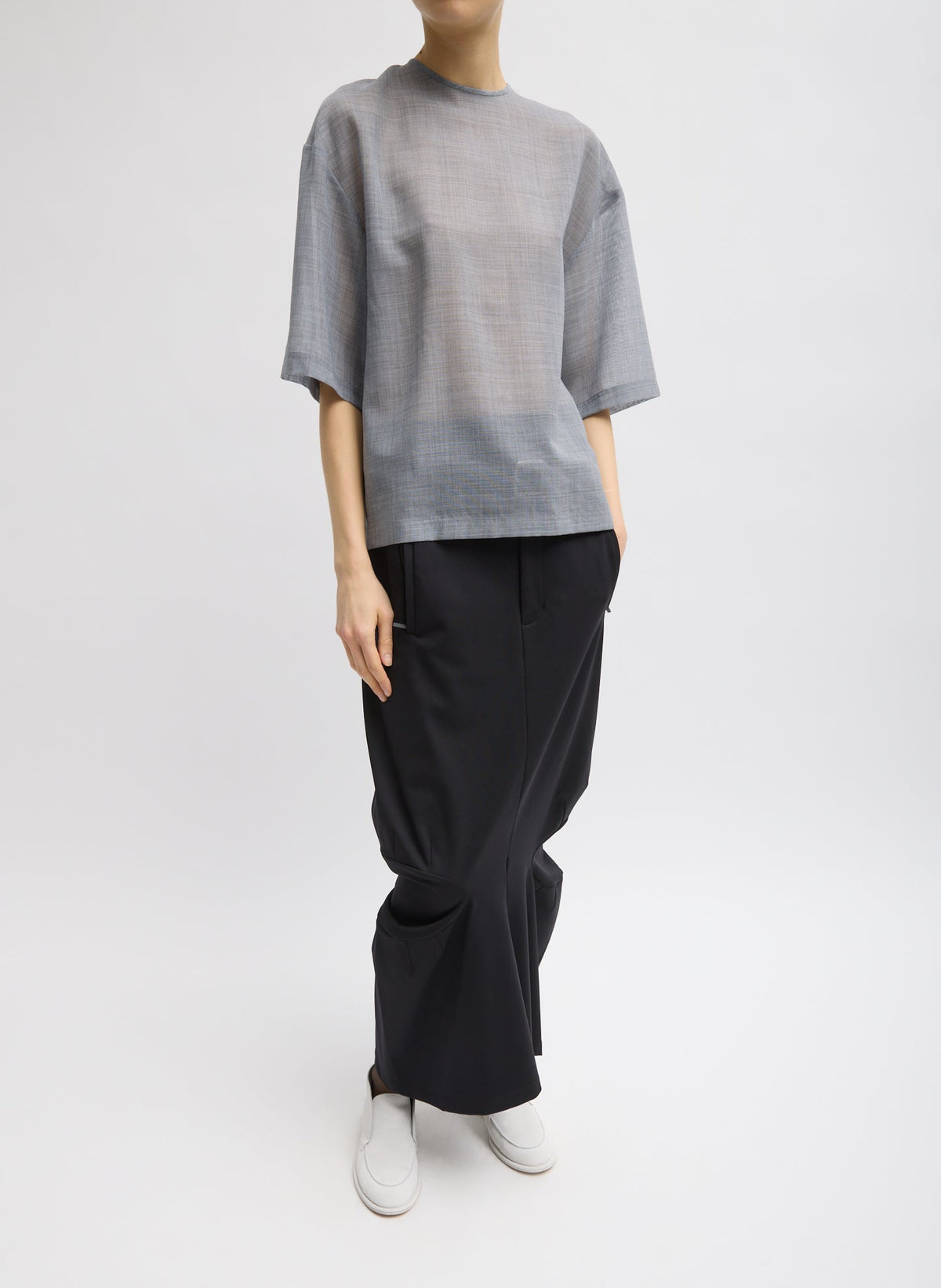 Sheer Wool Gauze Easy T-Shirt | Tibi Everyday