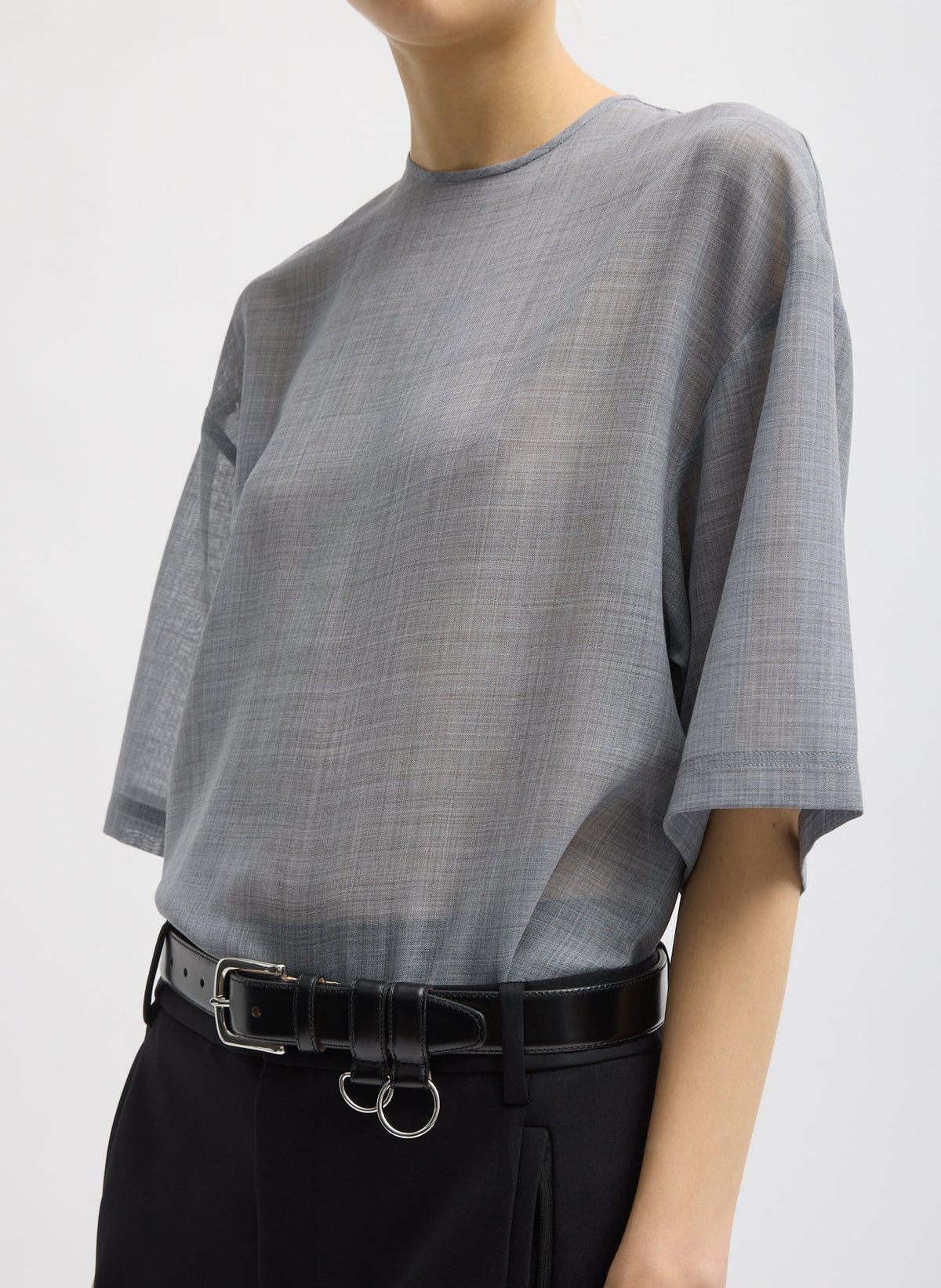 Sheer Wool Gauze Easy T-Shirt | Tibi Everyday