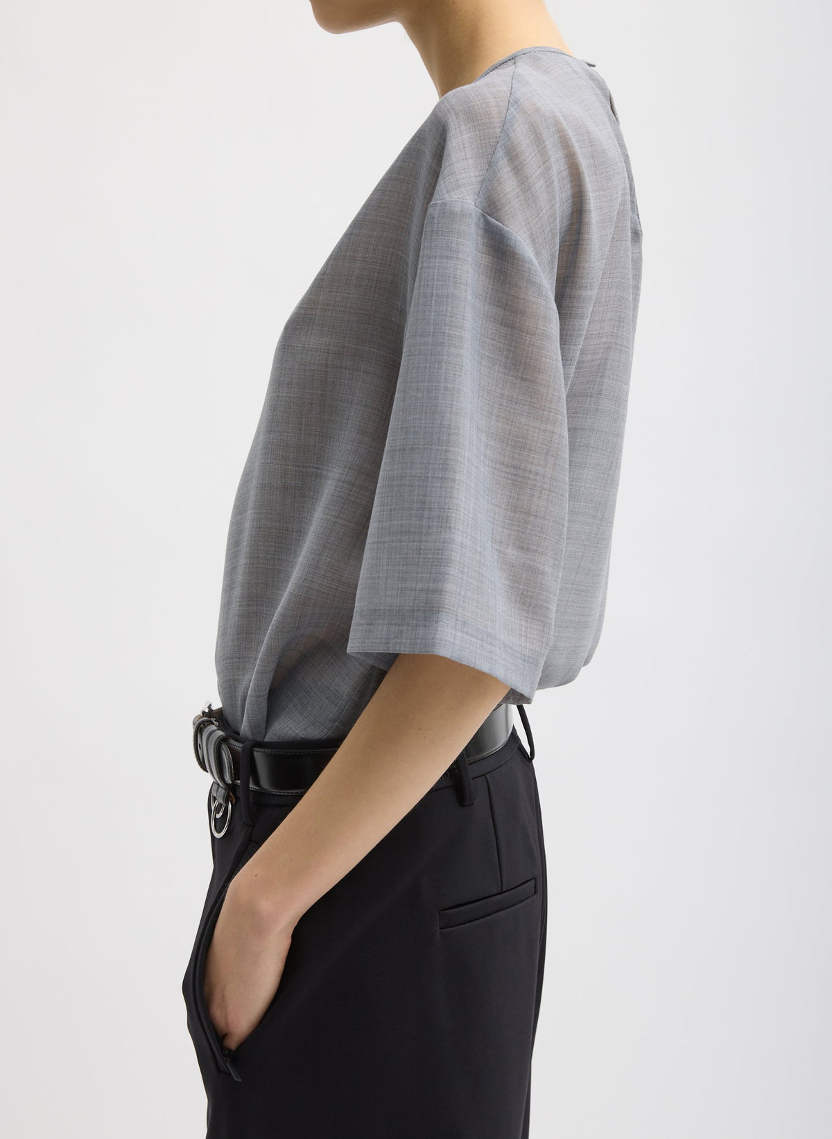 Sheer Wool Gauze Easy T-Shirt | Tibi Everyday