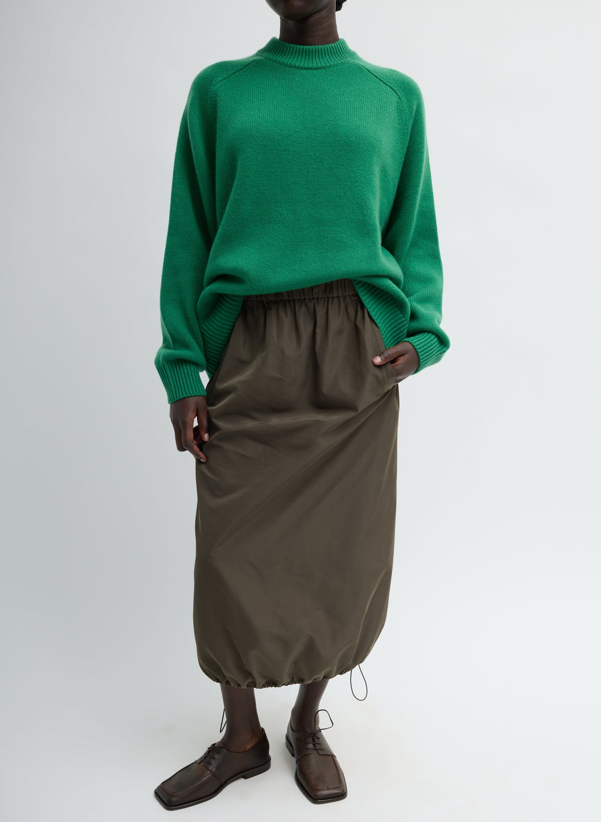 Italian Sporty Nylon Midi Anorak Skirt | Tibi Quality