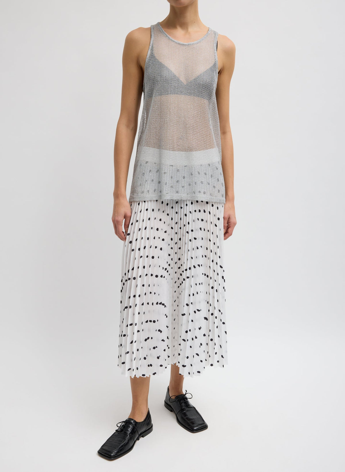 Scribble Dot Print Pull On Pleated Skirt | Tibi Exclusive