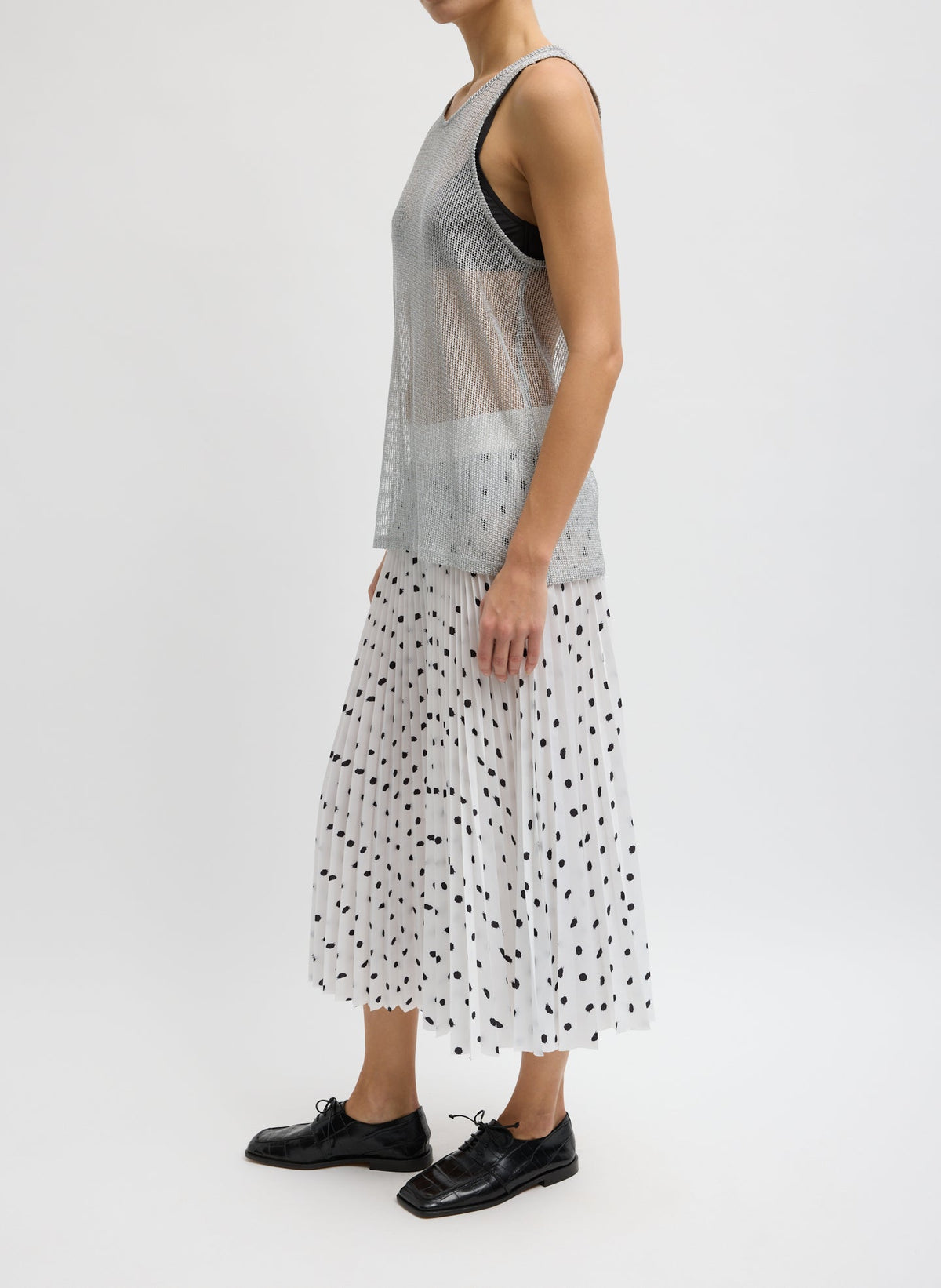 Scribble Dot Print Pull On Pleated Skirt | Tibi Exclusive