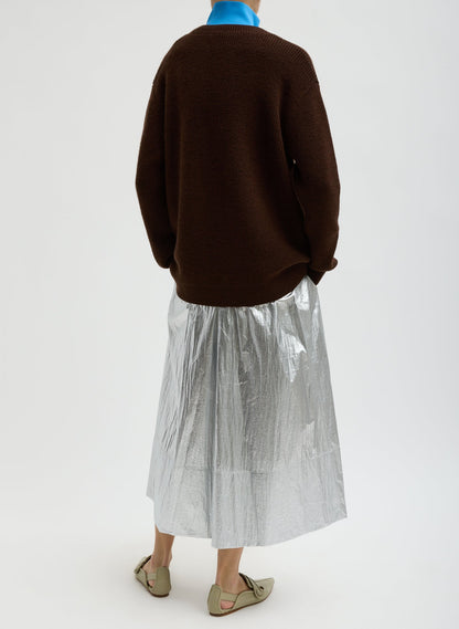 Silver Metallic Nylon Pull On Full Skirt | Tibi Discount