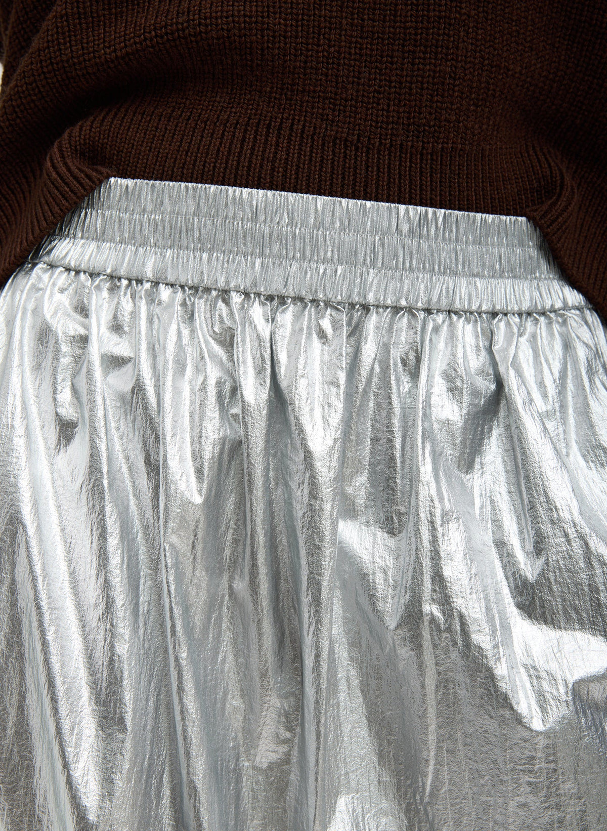 Silver Metallic Nylon Pull On Full Skirt | Tibi Discount