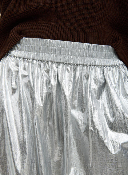 Silver Metallic Nylon Pull On Full Skirt | Tibi Discount
