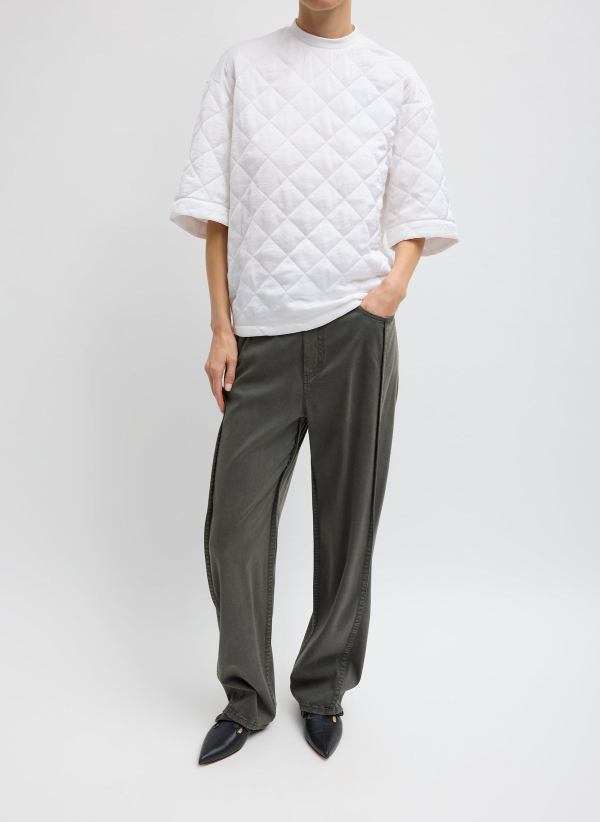 Garment Dyed Stretch Twill Tuck Pant | Tibi Exclusive