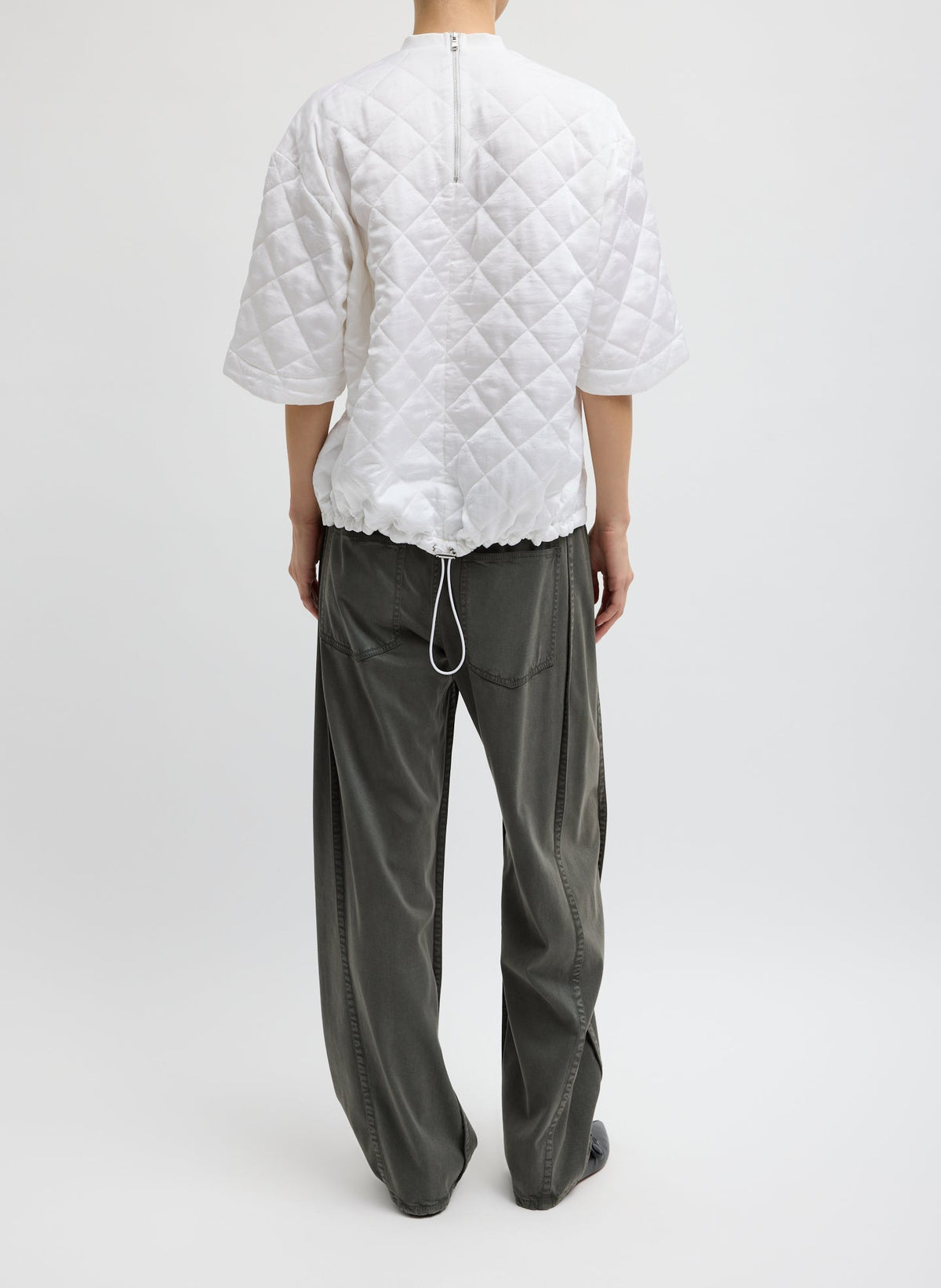 Garment Dyed Stretch Twill Tuck Pant | Tibi Exclusive
