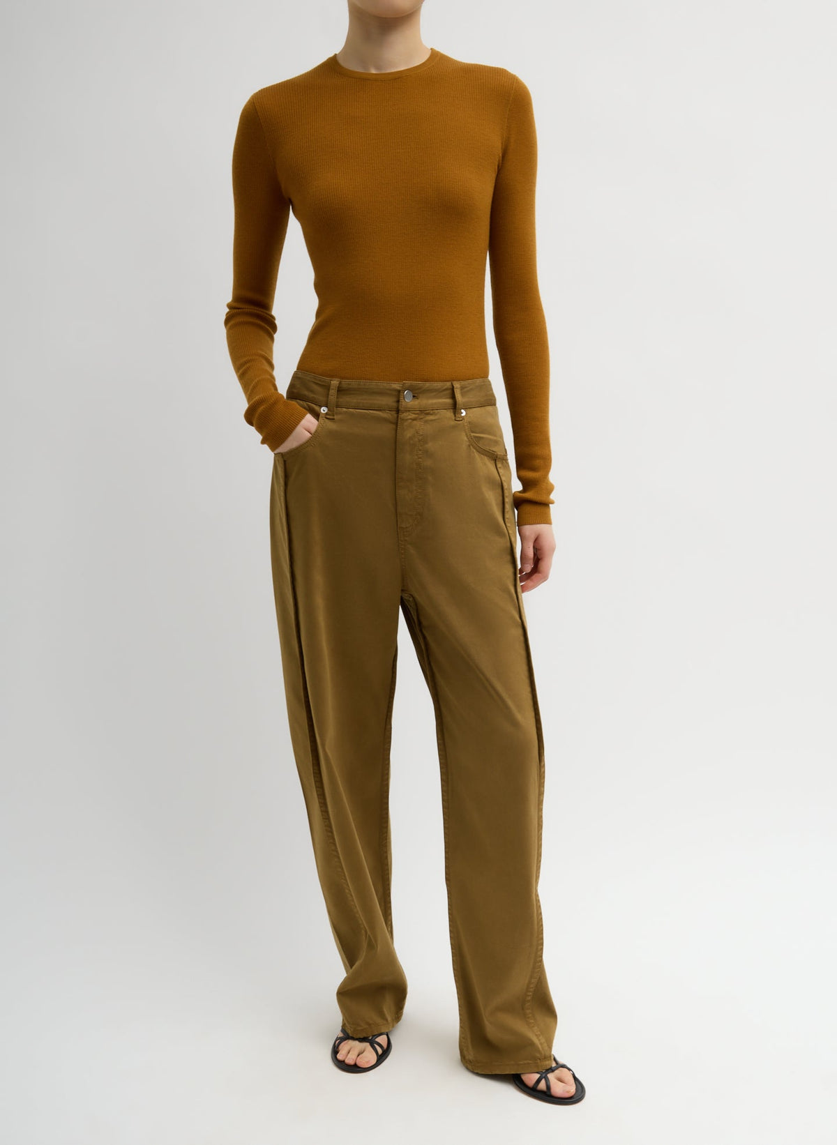 Garment Dyed Stretch Twill Tuck Pant | Tibi Latest