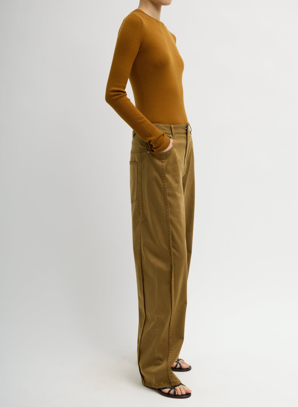 Garment Dyed Stretch Twill Tuck Pant | Tibi Latest