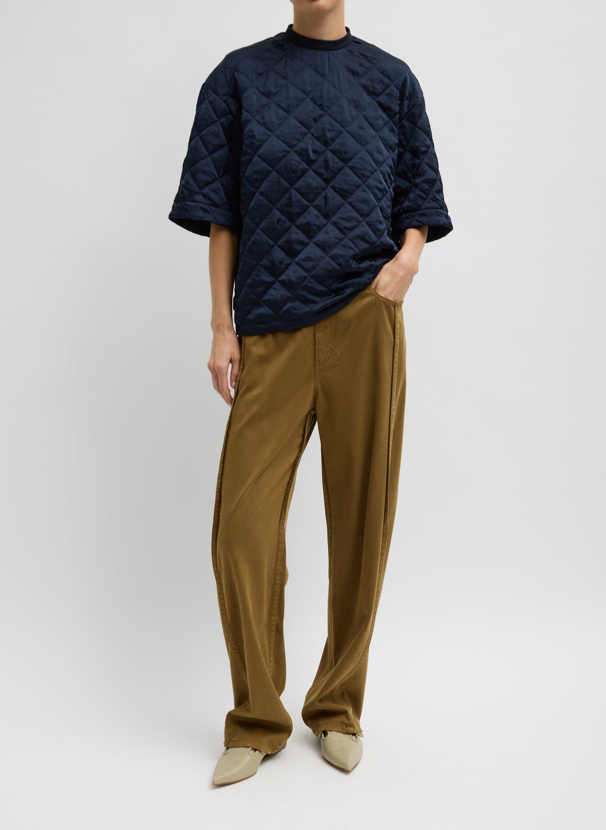 Garment Dyed Stretch Twill Tuck Pant | Tibi Latest