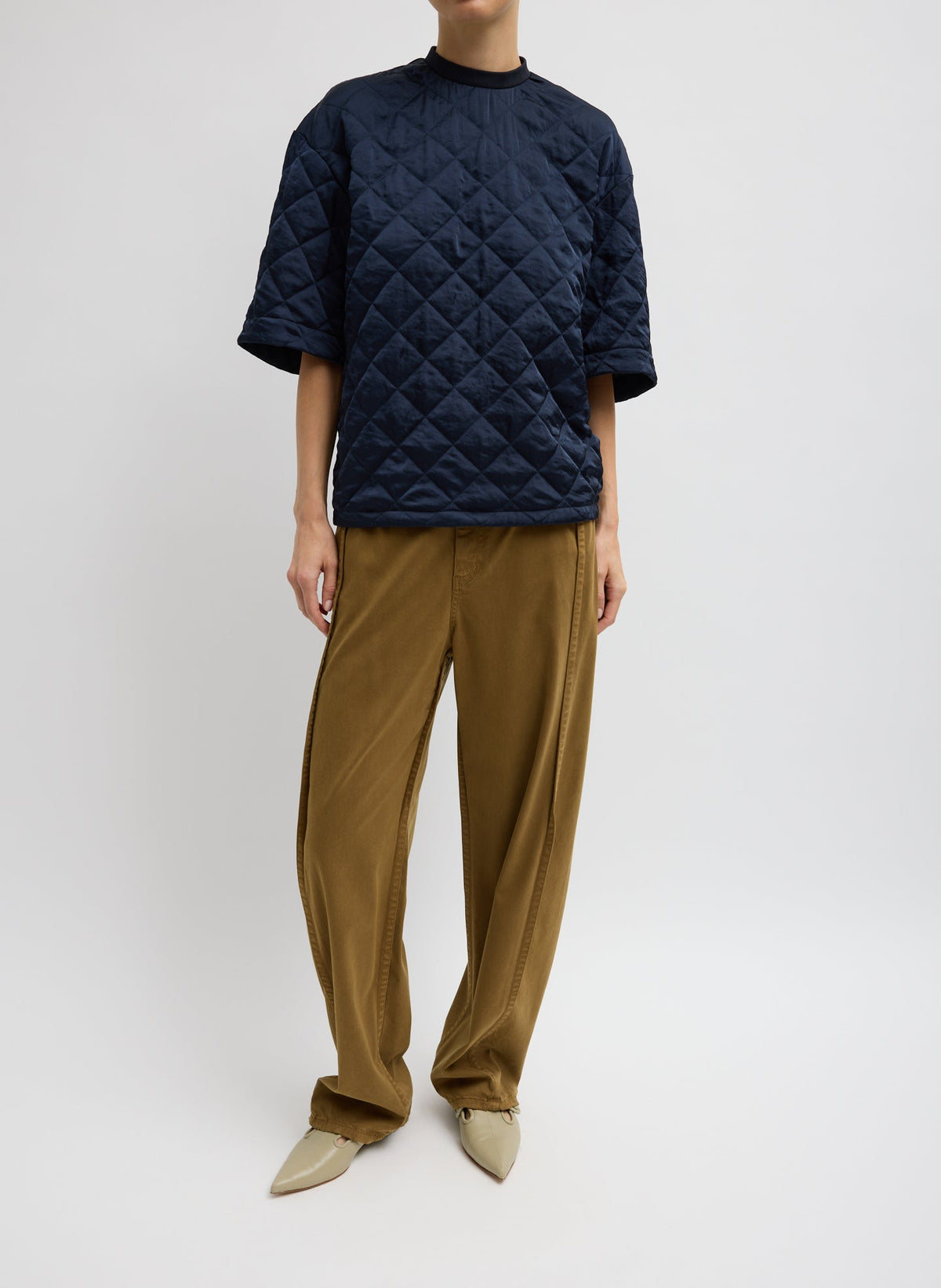 Garment Dyed Stretch Twill Tuck Pant | Tibi Latest