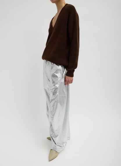 Silver Metallic Nylon Winslow Pant | Tibi Recommended