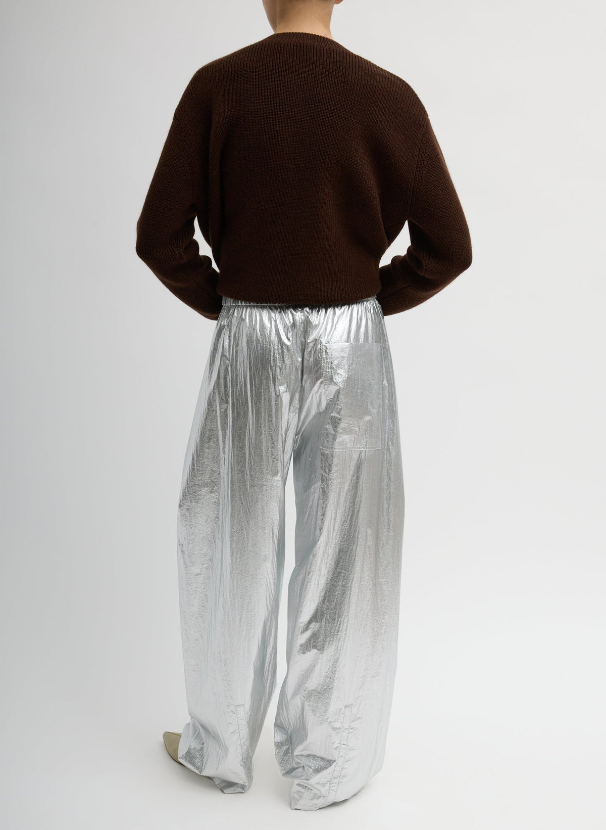 Silver Metallic Nylon Winslow Pant | Tibi Recommended