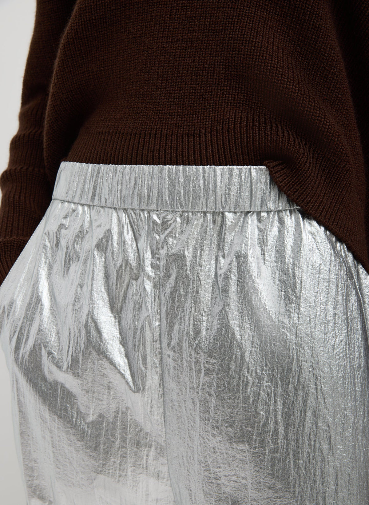 Silver Metallic Nylon Winslow Pant | Tibi Recommended