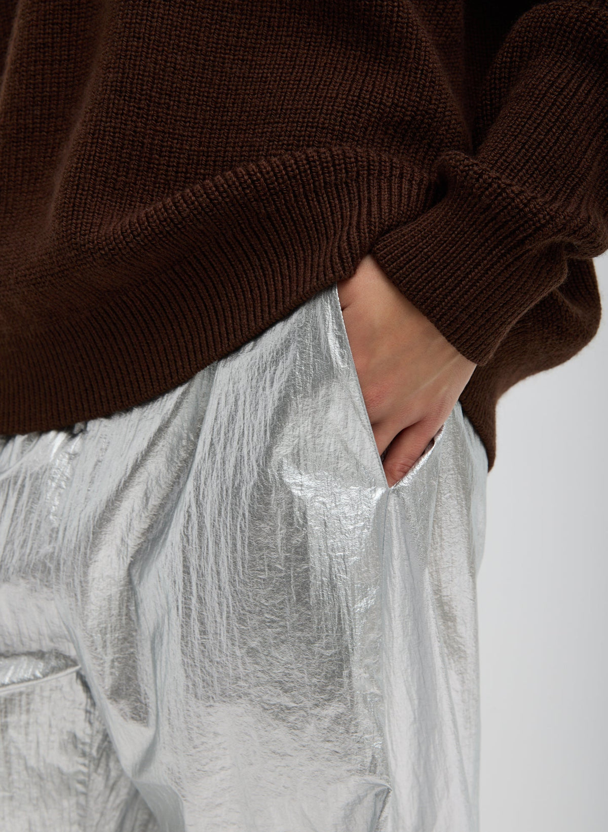 Silver Metallic Nylon Winslow Pant | Tibi Recommended